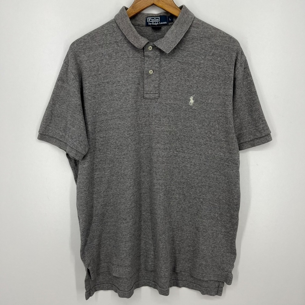 Polo Ralph Lauren Polo Shirt Men's Size L Gray Short Sleeve Pony Logo Cotton‎